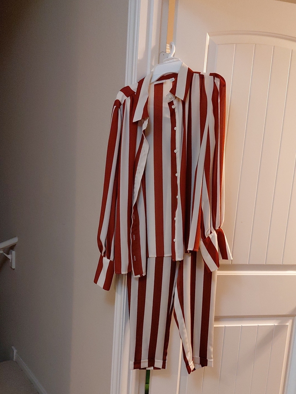 Striped Rust & Cream Pant Set